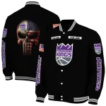personalized sacramento kings american flag skull black varsity jacket best selling