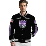 personalized sacramento kings american flag skull black varsity jacket best selling