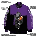 personalized sacramento kings groot football purple black varsity jacket best selling