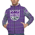 personalized sacramento kings lightning strike grid purple windbreaker jacket best selling