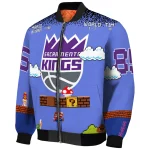 personalized sacramento kings mario blocks blue black bomber jacket best selling