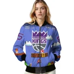personalized sacramento kings mario blocks blue black bomber jacket best selling