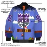 personalized sacramento kings mario blocks blue black bomber jacket best selling