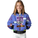 personalized sacramento kings mario blocks blue black bomber jacket best selling