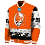personalized sam houston bearkats circle skull orange black varsity jacket best selling