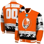 personalized sam houston bearkats circle skull orange black varsity jacket best selling