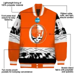 personalized sam houston bearkats circle skull orange black varsity jacket best selling