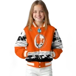 personalized sam houston bearkats circle skull orange black varsity jacket best selling