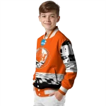 personalized sam houston bearkats circle skull orange black varsity jacket best selling