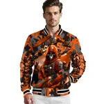 personalized sam houston bearkats skull horde orange varsity jacket best selling