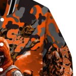 personalized sam houston bearkats skull horde orange varsity jacket best selling