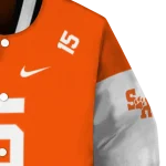 personalized sam houston bearkats team patch orange varsity jacket best selling