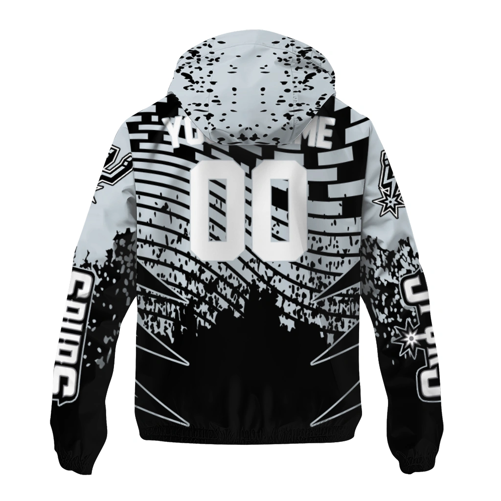 personalized san antonio spurs brick motion silver black windbreaker jacket fashion forward personalized san antonio spurs brick motion silver black windbreaker jacket fashion forward