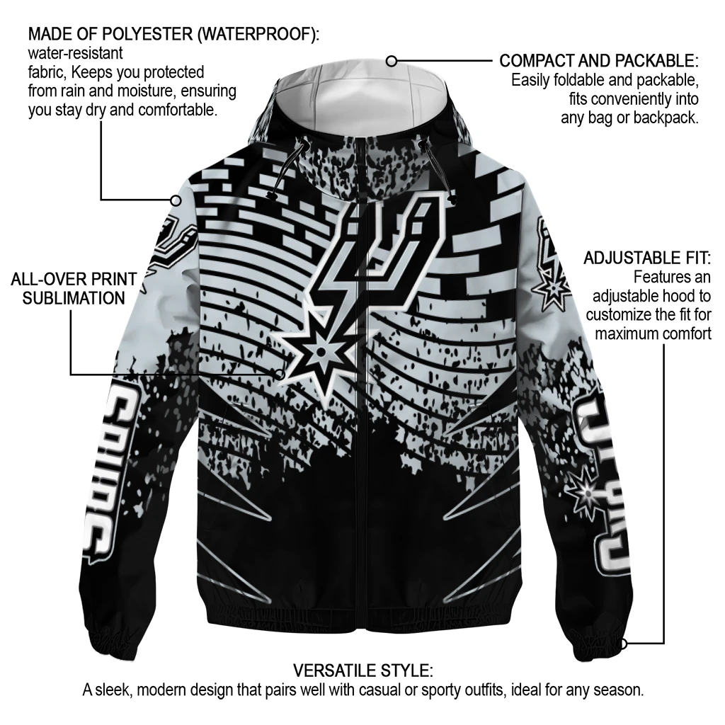 personalized san antonio spurs brick motion silver black windbreaker jacket new arrival personalized san antonio spurs brick motion silver black windbreaker jacket new arrival