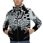 personalized san antonio spurs brick motion silver black windbreaker jacket best selling