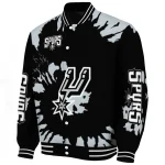 personalized san antonio spurs burst splatter silver varsity jacket best selling
