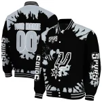 personalized san antonio spurs burst splatter silver varsity jacket best selling