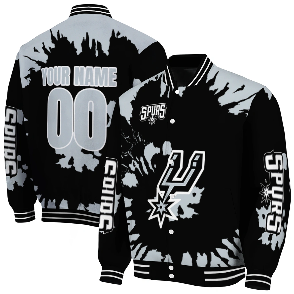 personalized san antonio spurs burst splatter silver varsity jacket fashion forward personalized san antonio spurs burst splatter silver varsity jacket fashion forward