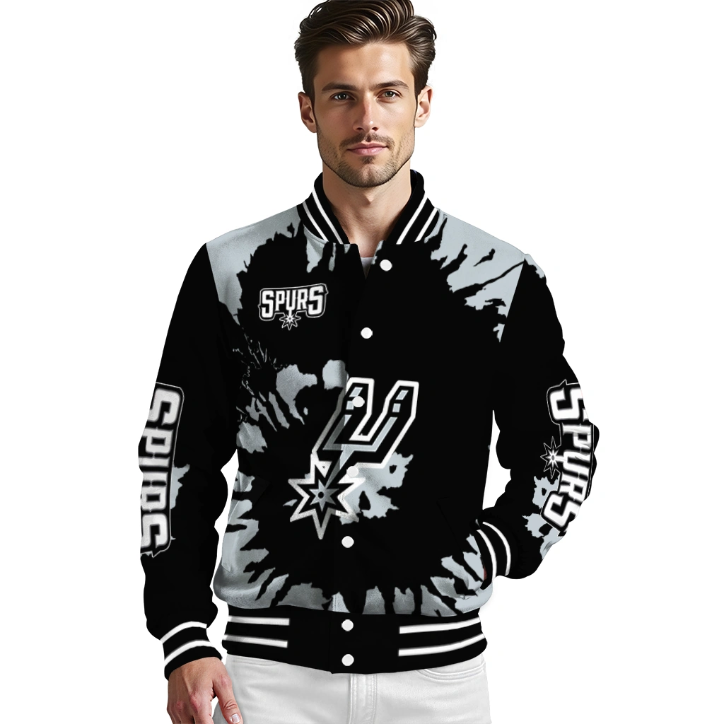 personalized san antonio spurs burst splatter silver varsity jacket high quality personalized san antonio spurs burst splatter silver varsity jacket high quality