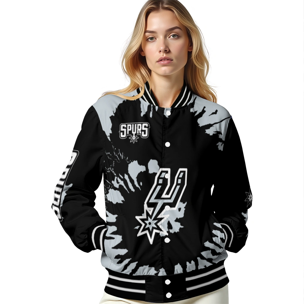 personalized san antonio spurs burst splatter silver varsity jacket latest model personalized san antonio spurs burst splatter silver varsity jacket latest model