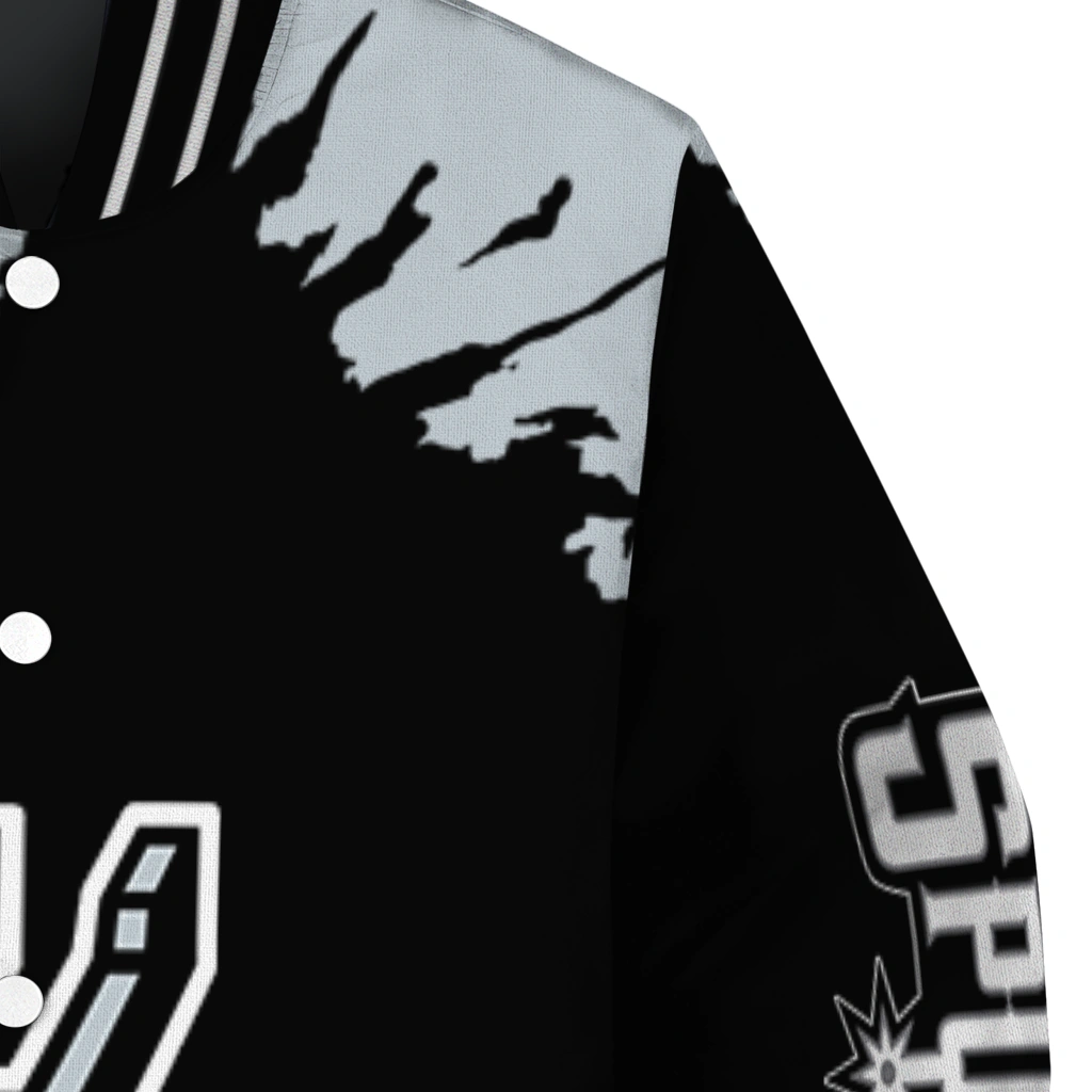 personalized san antonio spurs burst splatter silver varsity jacket premium grade personalized san antonio spurs burst splatter silver varsity jacket premium grade