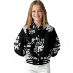personalized san antonio spurs burst splatter silver varsity jacket best selling