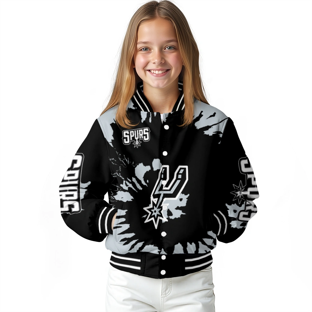 personalized san antonio spurs burst splatter silver varsity jacket top rated personalized san antonio spurs burst splatter silver varsity jacket top rated