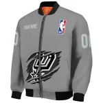 personalized san antonio spurs claw accent grey bomber jacket best selling