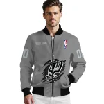 personalized san antonio spurs claw accent grey bomber jacket best selling