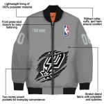 personalized san antonio spurs claw accent grey bomber jacket best selling