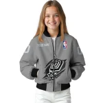 personalized san antonio spurs claw accent grey bomber jacket best selling