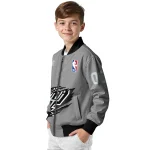 personalized san antonio spurs claw accent grey bomber jacket best selling