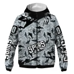 personalized san antonio spurs shark art silver windbreaker jacket best selling