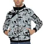 personalized san antonio spurs shark art silver windbreaker jacket best selling