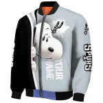 personalized san antonio spurs snoopy head silver bomber jacket best selling