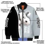 personalized san antonio spurs snoopy head silver bomber jacket best selling