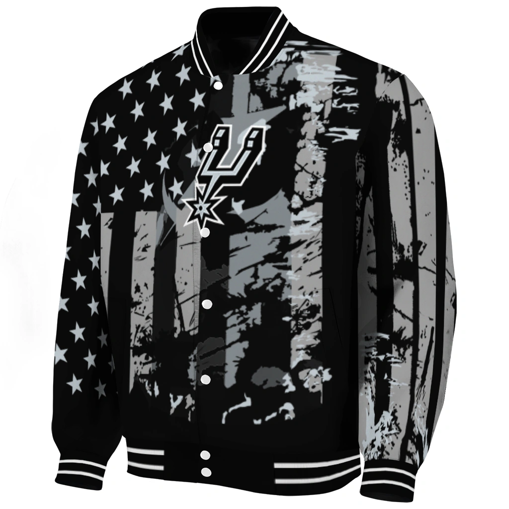 personalized san antonio spurs star stripes silver black varsity jacket best selling personalized san antonio spurs star stripes silver black varsity jacket best selling