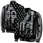 personalized san antonio spurs star stripes silver black varsity jacket best selling
