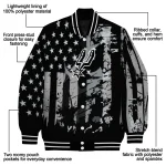 personalized san antonio spurs star stripes silver black varsity jacket best selling
