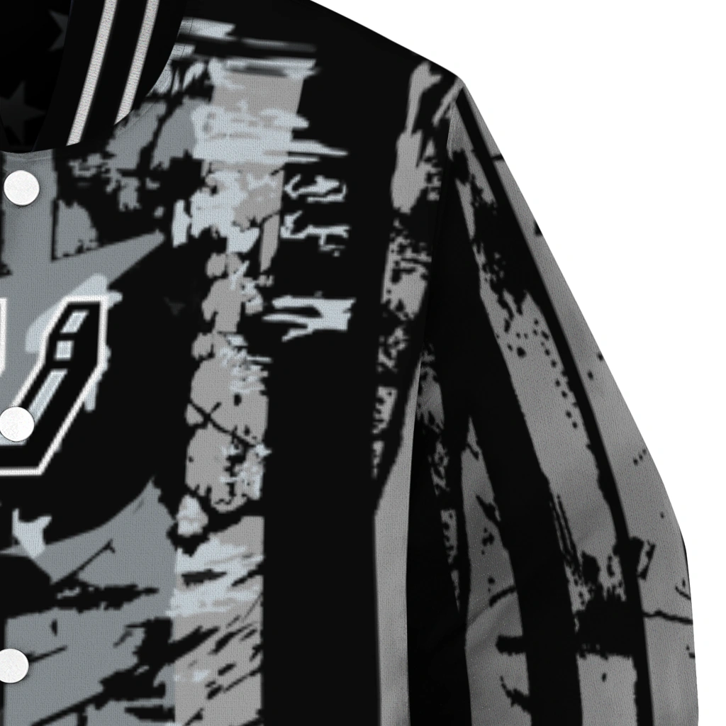 personalized san antonio spurs star stripes silver black varsity jacket premium grade personalized san antonio spurs star stripes silver black varsity jacket premium grade