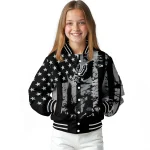 personalized san antonio spurs star stripes silver black varsity jacket best selling