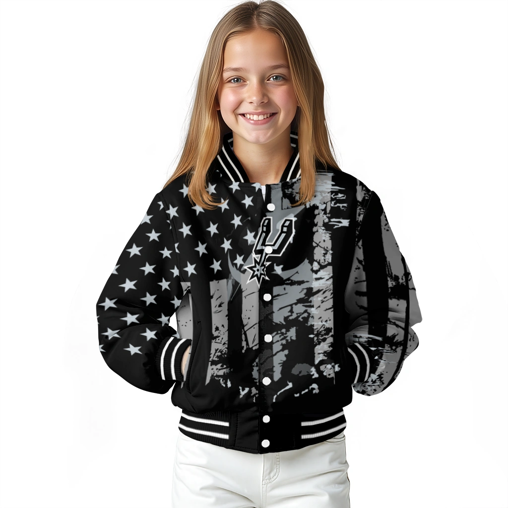 personalized san antonio spurs star stripes silver black varsity jacket top rated personalized san antonio spurs star stripes silver black varsity jacket top rated