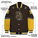 personalized san diego padres chevron style brown varsity jacket best selling