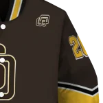 personalized san diego padres chevron style brown varsity jacket best selling