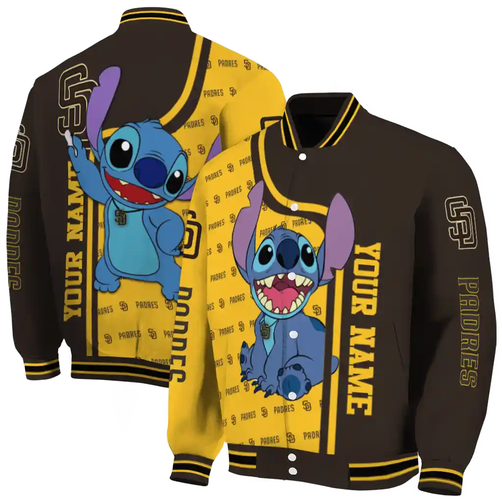 personalized san diego padres stitch laughing brown varsity jacket fashion forward personalized san diego padres stitch laughing brown varsity jacket fashion forward