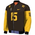 personalized san diego padres team patch brown bomber jacket best selling