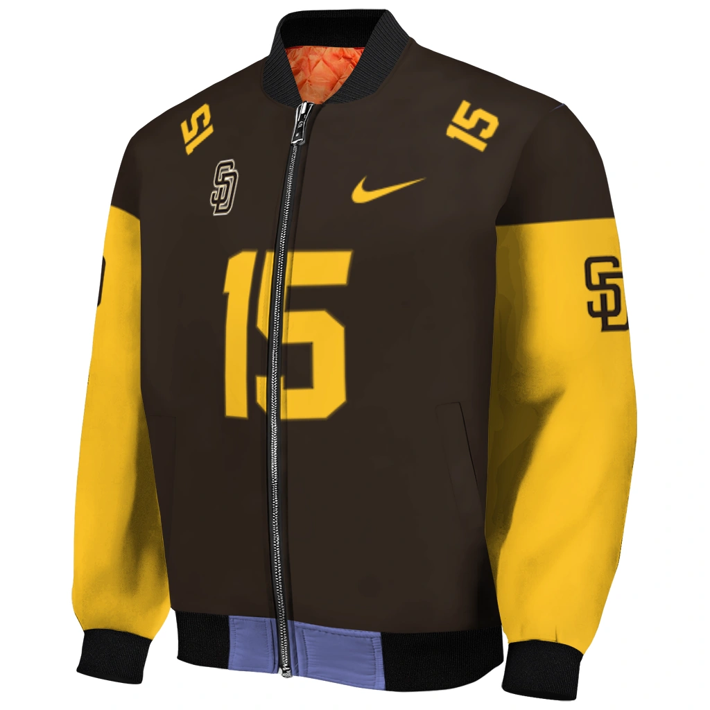 personalized san diego padres team patch brown bomber jacket fashion forward personalized san diego padres team patch brown bomber jacket fashion forward