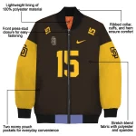 personalized san diego padres team patch brown bomber jacket best selling