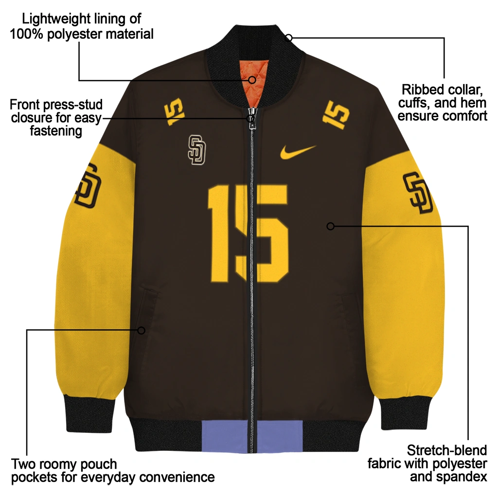 personalized san diego padres team patch brown bomber jacket new arrival personalized san diego padres team patch brown bomber jacket new arrival