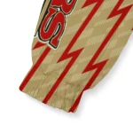personalized san francisco 49ers lightning strike grid red windbreaker jacket best selling